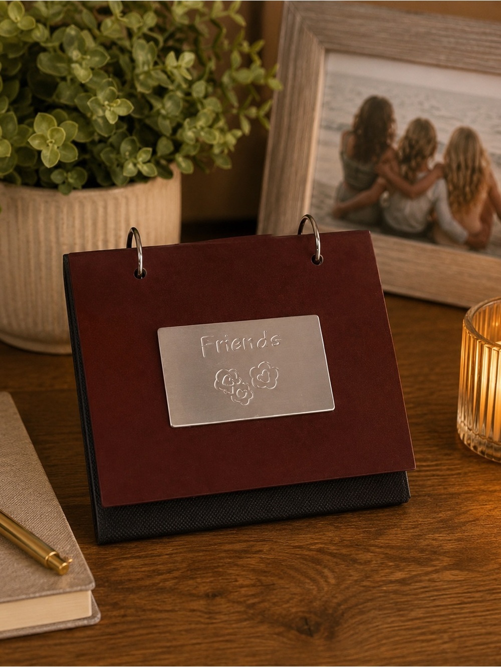 Friends Photo Flip Frame | Holds 48 Photos | Hinged Desktop Display | Album